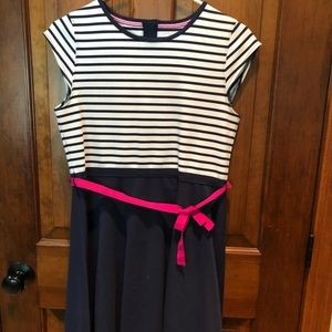 Lands End kids navy and white striped dress